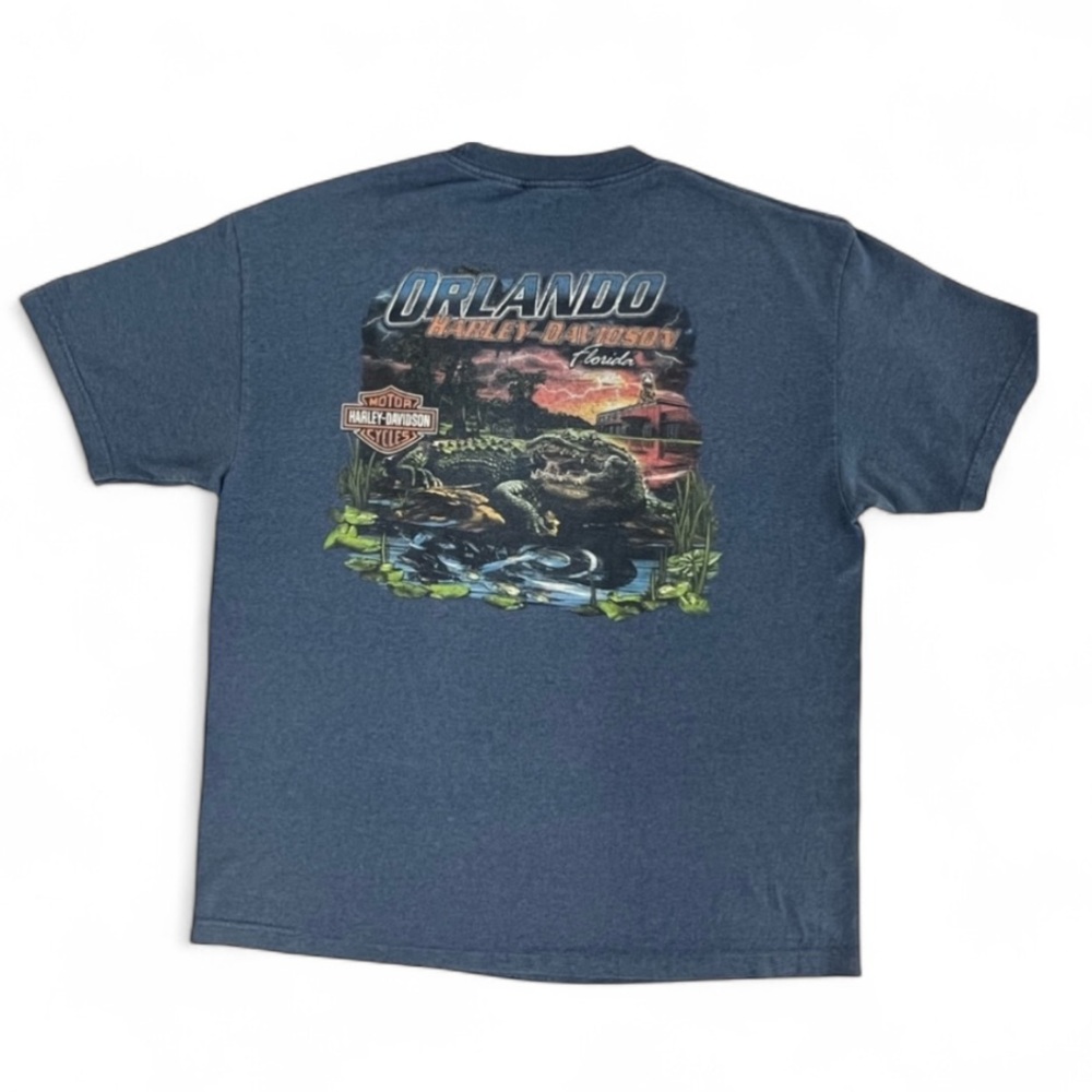 H-D Orlando T-shirt Men’s XXL Blue Alligator Swamp Motorcycle